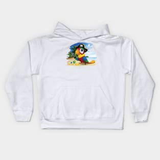 Pirate Parrot with Treasure and Sword Kids Hoodie